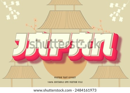 japan 3d text effect vector editable text