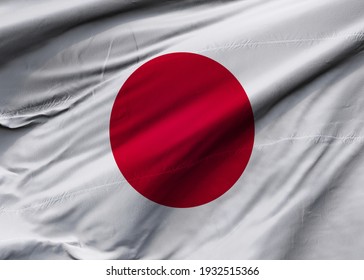 Japan flag blowing in the wind. Background texture. Tokyo. 3d Illustration. 3d Render.