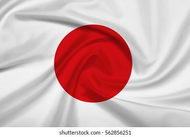 Japan flag with fabric texture. 3D illustration.