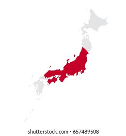 Japan Colorful Vector Map Silhouette Stock Vector (Royalty Free ...