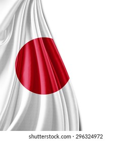 Japan flag  of silk with copyspace for your text or images and white background