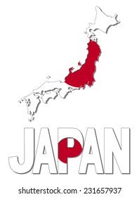 Japan Map Flag And Text Illustration