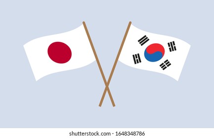 日本と韓国は国旗を杖で交わした 日本と韓国の国のシンボル のイラスト素材 Shutterstock