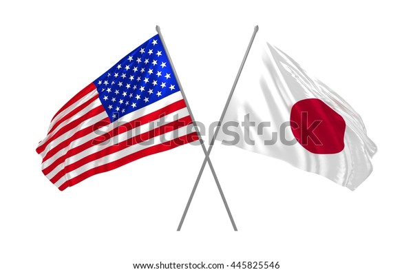 Japan Usa Crossed Flags Waving Wind Stock Illustration 445825546 ...