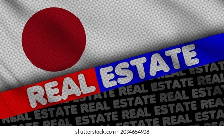 Japan Wavy Fabric Flag, Real Estate Title, 3D Illustration