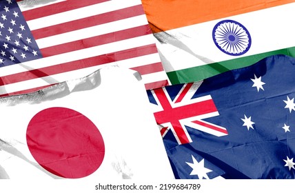 Japanaustraliausa India Quad Plus Countries Flags Stock Illustration ...