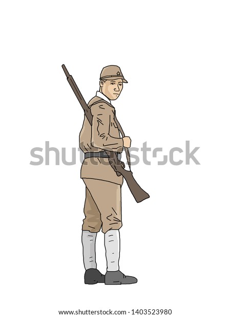 Japanese Army During World War Ii Stock Illustration 1403523980 