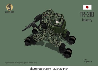 Japanese Army Infantry Robot Ground Combat Units In Modern Warfare, 3D Illustration