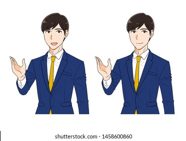 Japanese Buisiness Man In Dark Blue Suit