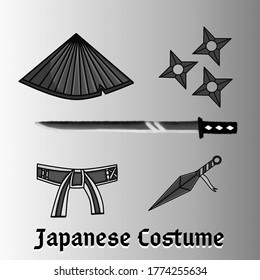 Japanese Costume Ninja Costume Katana Shuriken And Ninja Hat