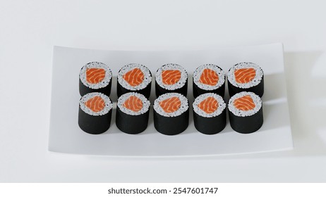 Japanese Cuisine Sushi Plate Render with Assorted Rolls and Sashimi | Photorealistic Food Visualization for Packaging Design, Digital Menus, Japanese Restaurant Ads, and Culinary Branding Projects - Powered by Shutterstock