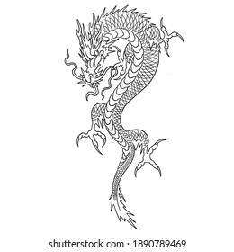 Japanese Dragon Illustration Tattoo Design Stock Illustration ...