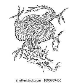 Japanese Dragon Pearl Illustration Tattoo Design Stock Illustration ...