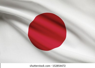 Japanese flag blowing in the wind. Part of a series.
