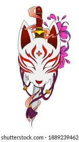 Japanese Fox Mask Knight Art