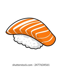 Japanese Nigiri Sushi Vector Illustration. Sushi with salmon. Close up Nigiri sushi. Japanese cuisine food isolated on white. Element for cookbook, sticker, design, print. - Powered by Shutterstock