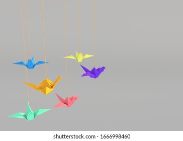 Japanese Origami Paper Crane 3d Illustration Stock Illustration ...