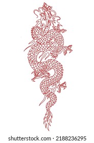 Japanese Red Dragon Outline Design Stock Illustration 2188236295 ...