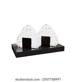 Japanese Restaurant Food 3D Illustration. Onigiri 3D Illustration. Onigiri 3D Icon. 3d Black plate with two pieces of onigiri, perfect for restaurant menus, food blogs, and Japanese cuisinerelated. - Powered by Shutterstock