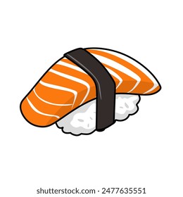 Japanese Sake (Salmon) Nigiri Sushi Vector Illustration. Sushi with salmon. Close up Nigiri sushi. Japanese cuisine food isolated on png. Element for cookbook, sticker, design, print. - Powered by Shutterstock