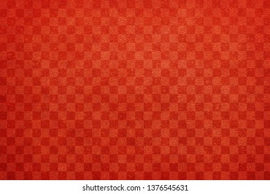 Japanese Vintage Red Color Checkered Pattern Paper Texture Background