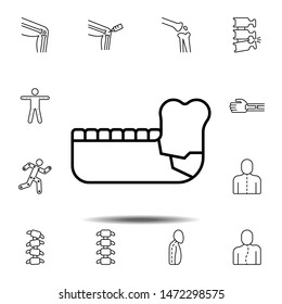 Jaw, Bone, Break Icon. Simple Thin Line, Outline Illustration Element Of Bone Injury Icons Set For UI And UX, Website Or Mobile Application