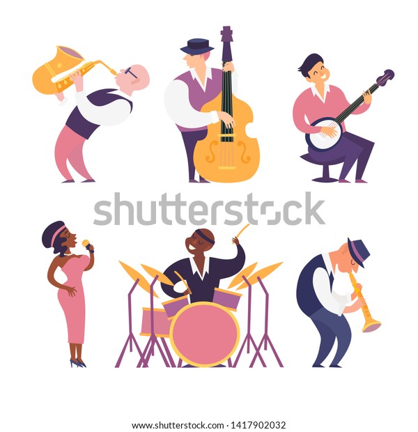 Jazz Band Colorful Illustration Cartoon Jazz のイラスト素材