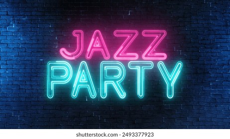 Jazz Party text font with neon light. Luminous and shimmering haze inside the letters of the text Jazz Party.  - Powered by Shutterstock