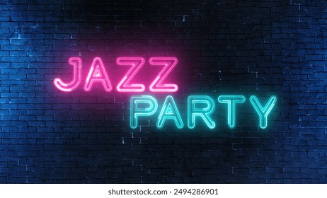 Jazz Party text font with neon light. Luminous and shimmering haze inside the letters of the text Jazz Party. Jazz Party neon sign. - Powered by Shutterstock