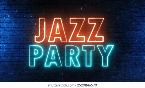 Jazz Party text font with neon light. Luminous and shimmering haze inside the letters of the text Jazz Party. Jazz Party neon sign. - Powered by Shutterstock