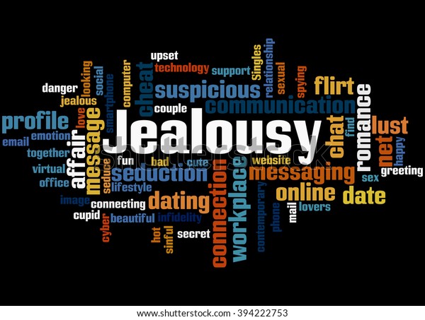 Jealousy Word Cloud Concept On Black Stock Illustration 394222753