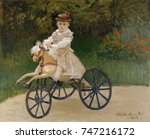 Jean Monet on His Hobby Horse, by Claude Monet, 1872, French impressionist painting, oil on canvas. Monet kept this portrait of his 5 year old son all of his life