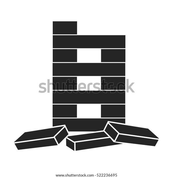 白い背景に黒いスタイルのジェンガのアイコン ボードゲームシンボルストックビットマップイラスト のイラスト素材