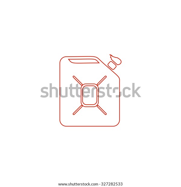 Jerrycan oil. Red outline illustration\
pictogram on white background. Flat simple\
icon