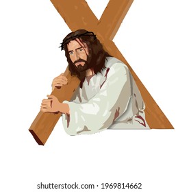 Jesus christ carrying the cross  illustration