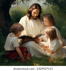 Jesus Christ took the children on his lap and read books