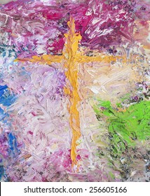 Jesus Cross, Original Oil Painting On Canvas