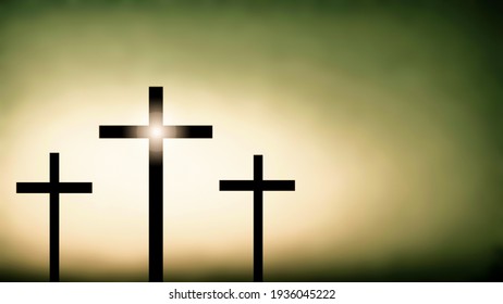 Jesus cross symbol and copy space for text with light abstract background and good friday concept