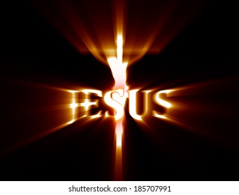 Jesus crucifixion visualized with light rays