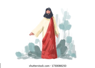 Jesus drawing as an illustration Religious concepts Can be used with various media and designs.