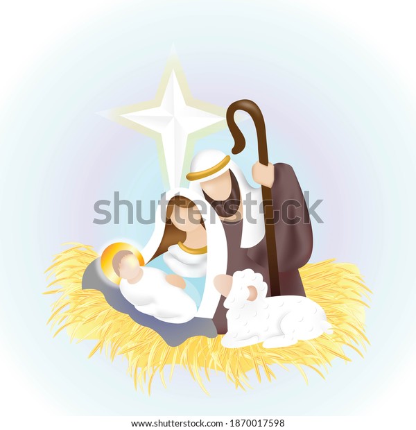 Jesus Nativity Illustration Child Born Stock Illustration 1870017598