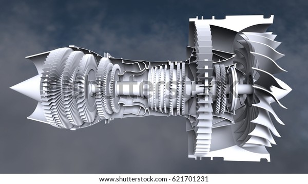 Jet Engine 3d Illustration High Resolution: ภาพประกอบสต็อก 621701231 ...