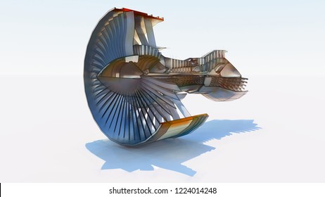 Jet Engine Aircraft. Computer Illustration In The Style Of Hand Drawing. 3d Rendering.