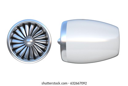 Jet Engine Front And Side View 3d Rendering