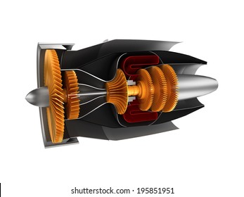 Jet Engine Inside. High Resolution. 3D Image