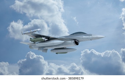 jet F-16 fly in the sky , american military fighter plane.  USA army.