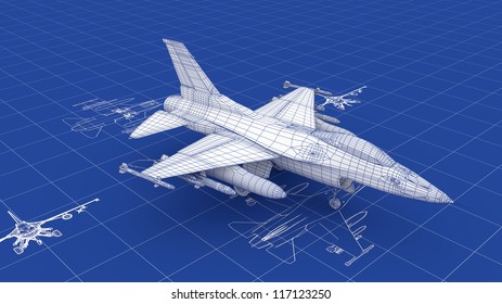 Jet Fighter Aircraft Blueprint  Part series 