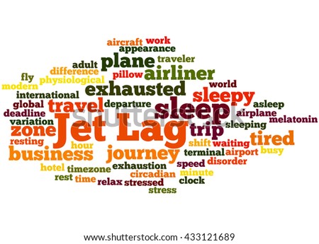 Jet Lag, word cloud concept on white background.