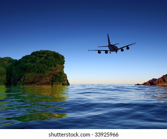 The jet plane on a background of the sky
