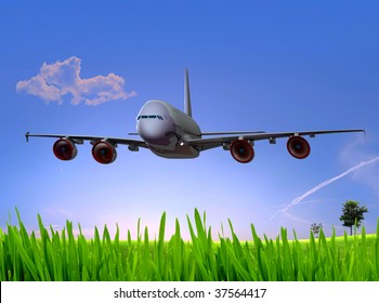 The jet plane on a background of the sky